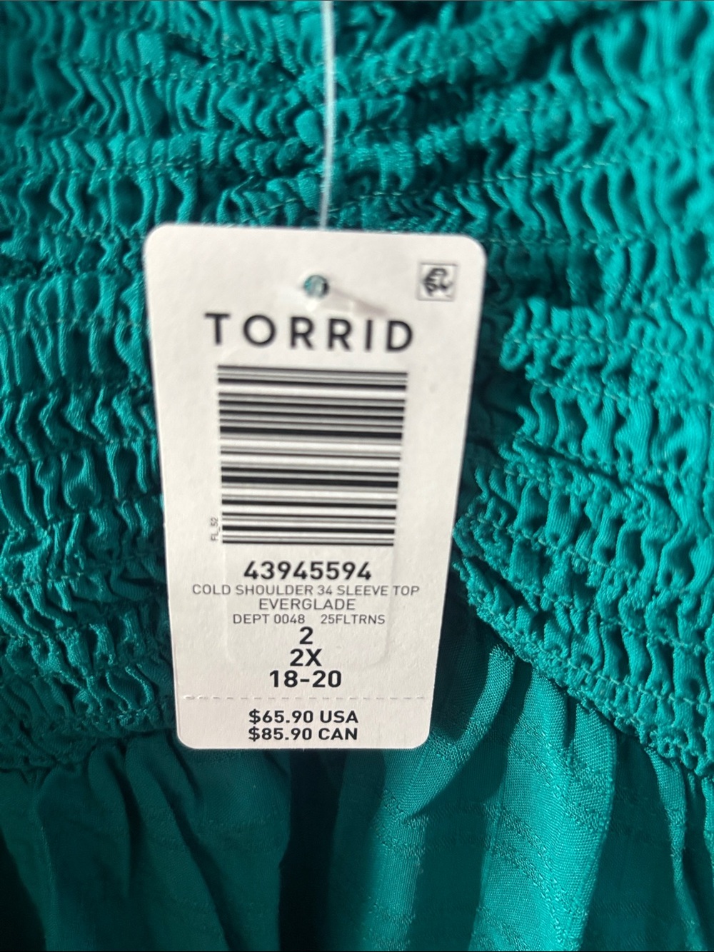 Torrid Teal Smocked Peasant Blouse - Teal - Picture 3 of 8